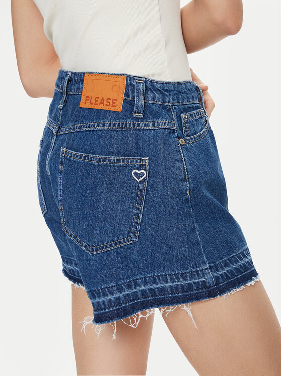 Please Please Pantaloncini di jeans D0KHEH0NPF Blu scuro Relaxed Fit