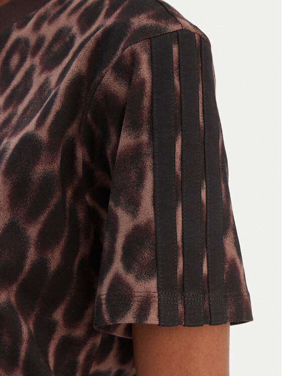adidas adidas T-Shirt Seasonal Essentials Leopard Print JZ0200 Hnědá Regular Fit