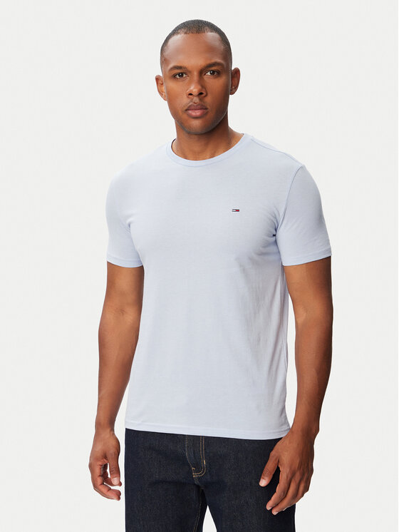 Tommy Jeans Tricou Jaspe DM0DM20363 Albastru deschis Slim Fit