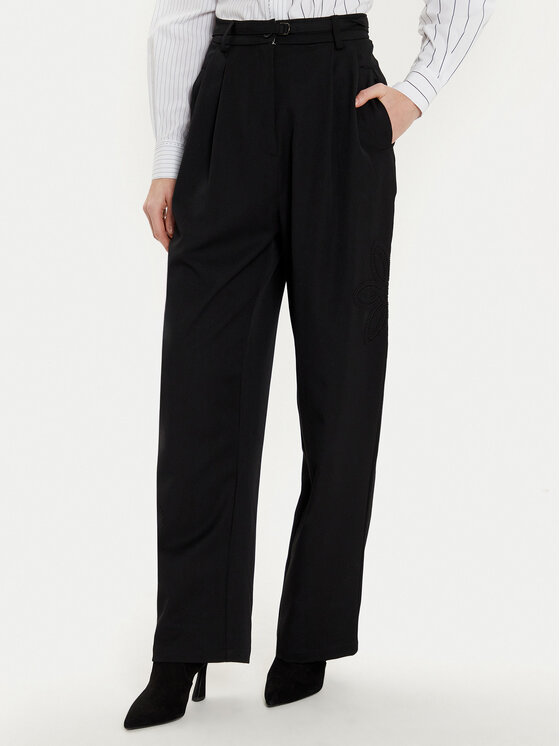 Desigual Desigual Pantaloni di tessuto Rin 24WWPW20 Nero Loose Fit