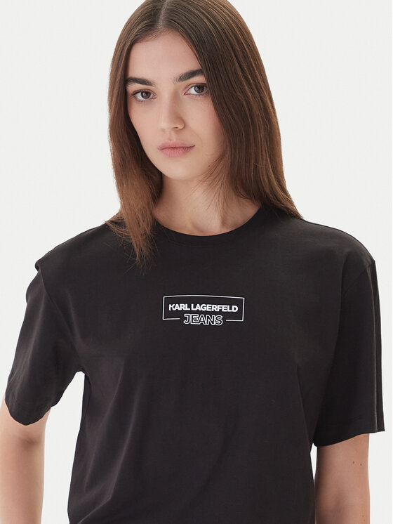 Karl Lagerfeld Jeans Karl Lagerfeld Jeans Tricou A4W17003 Negru Relaxed Fit