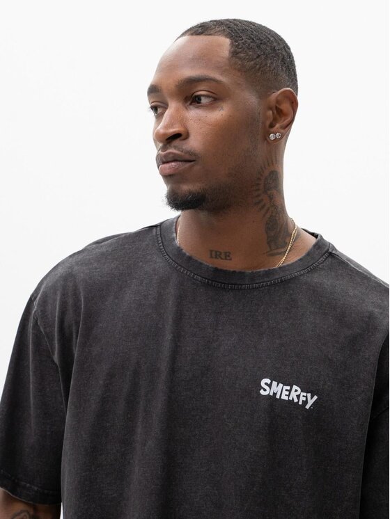 Smerfy Smerfy T-Shirt Luźna szeroka acid 117237 Czarny Oversize