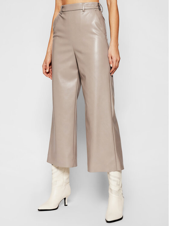 MSGM MSGM Штани зі штучної шкіри 3041MDP06B 217101 Сірий Regular Fit