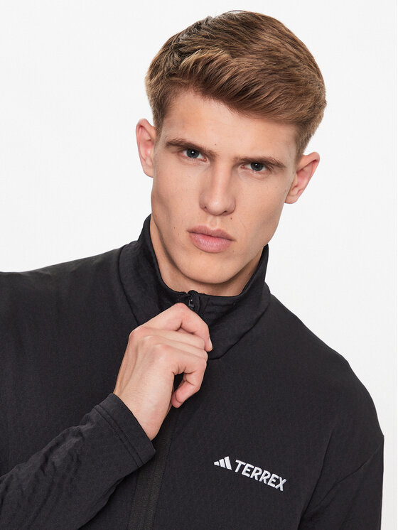 adidas adidas Флісовий реглан IB1818 Чорний Slim Fit