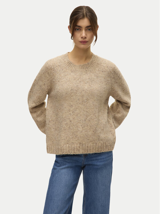 Vero Moda Pulover Ingrid 10331365 Bej Regular Fit