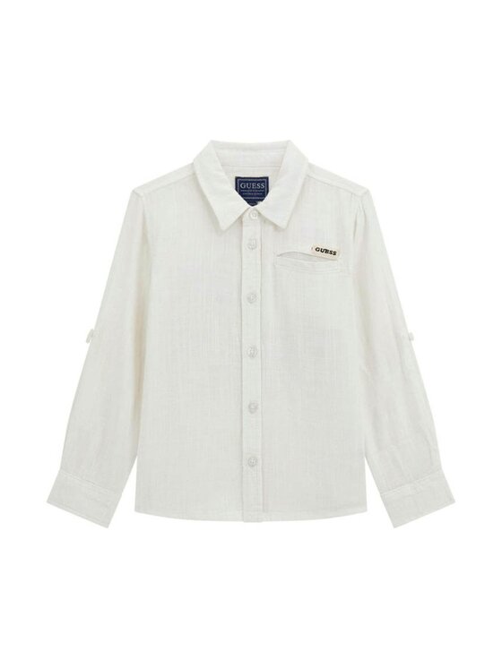 Guess Kids Guess Kids Πουκάμισο Camicia gmt dye linen blend Λευκό Regular Fit