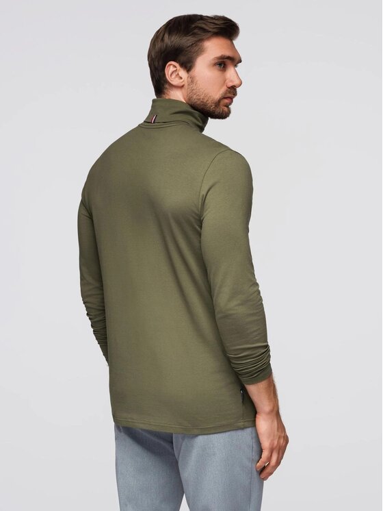 Ombre Ombre Longsleeve OM-LSCL-0130 Zielony Slim Fit