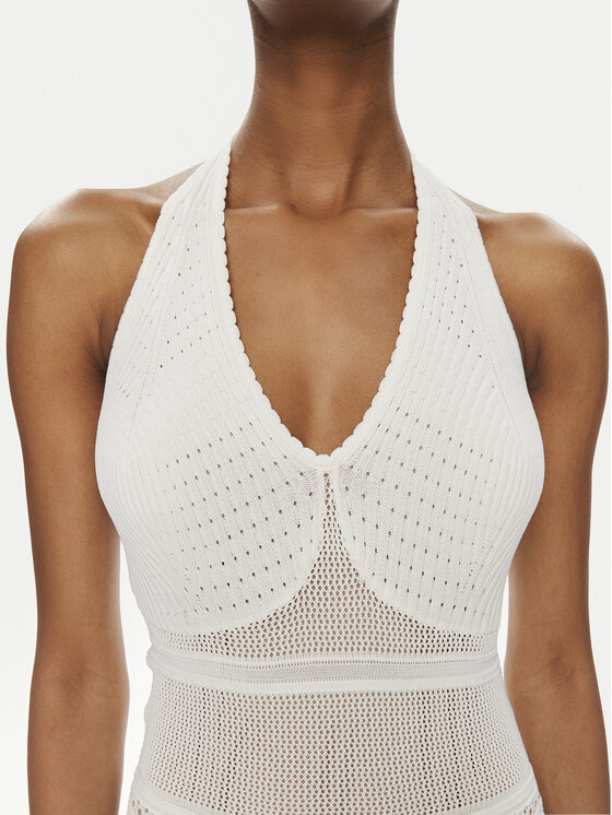 TWINSET TWINSET Úpletové šaty 241TT3112 Bílá Slim Fit