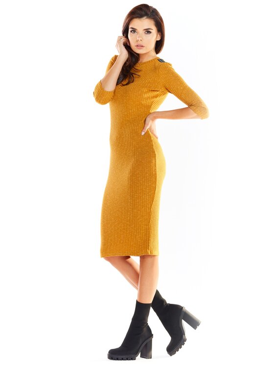 Awama Awama Vestito di maglia A321 Marrone Basic Fit