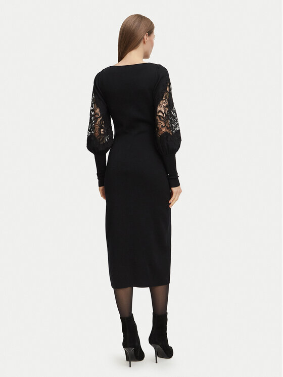 Luisa Spagnoli Luisa Spagnoli Kootud kleit Madelin 100602 Must Slim Fit