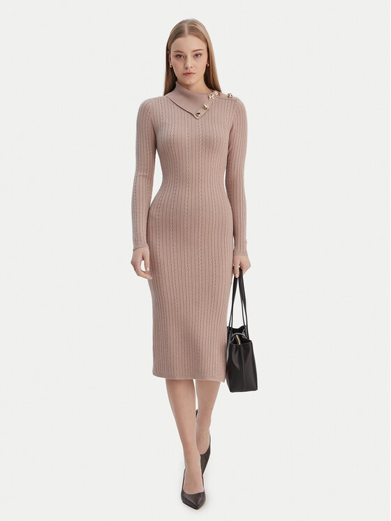 Guess Guess Трикотажна сукня W6RK01 Z2YJ2 Бежевий Regular Fit