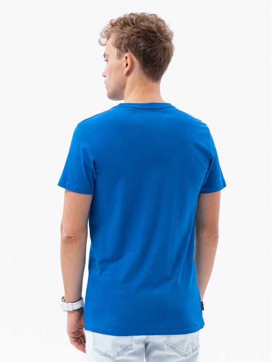 Ombre Ombre T-Shirt S1224 Niebieski Slim Fit