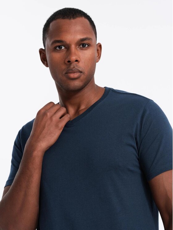 Ombre Ombre Komplet 3 t-shirtów OM-TSBS-0233 Beżowy Regular Fit