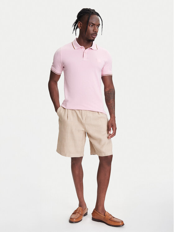 United Colors Of Benetton United Colors Of Benetton Тениска с яка и копчета 3F9HU302E Розов Regular Fit