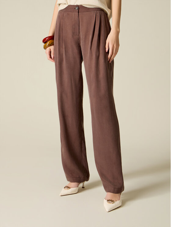 Oltre Oltre Spodnie materiałowe P027R009547N032 Brązowy Regular Fit