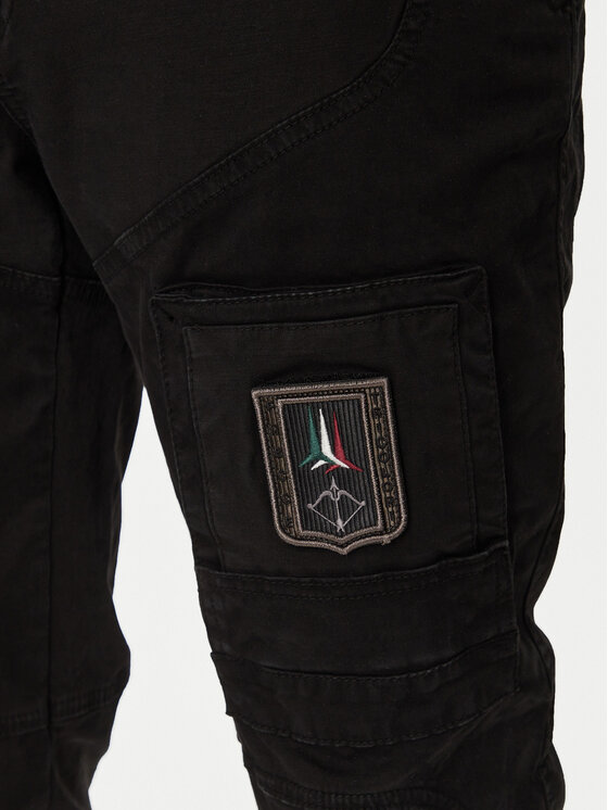 Aeronautica Militare Aeronautica Militare Medžiaginės kelnės 242PA1557CT3170 Juoda Regular Fit