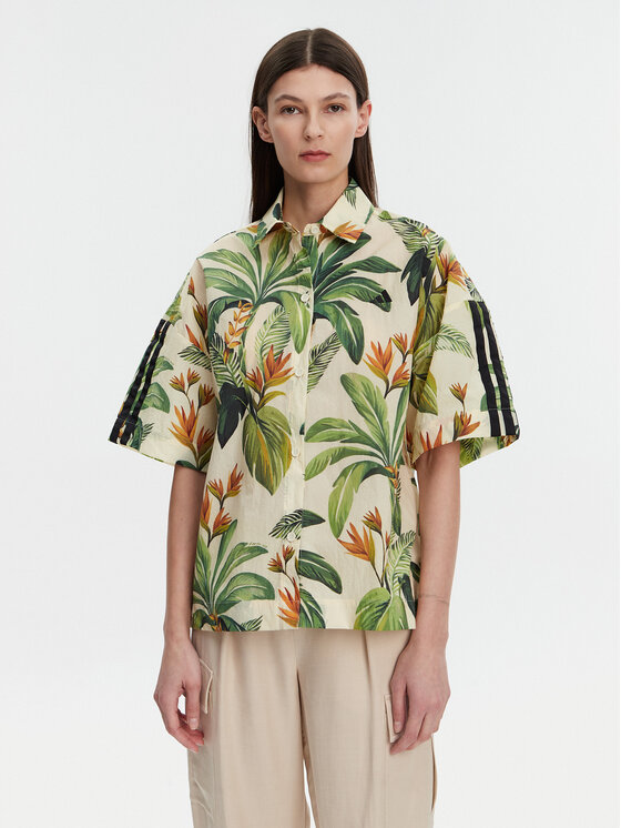 adidas adidas Košile FARM Premium JD6280 Zelená Loose Fit