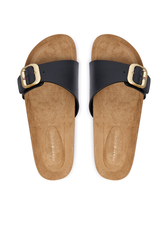 Tommy Hilfiger Tommy Hilfiger Şlapi Cork Footbed Slip-On Sandals FW0FW09344 Negru