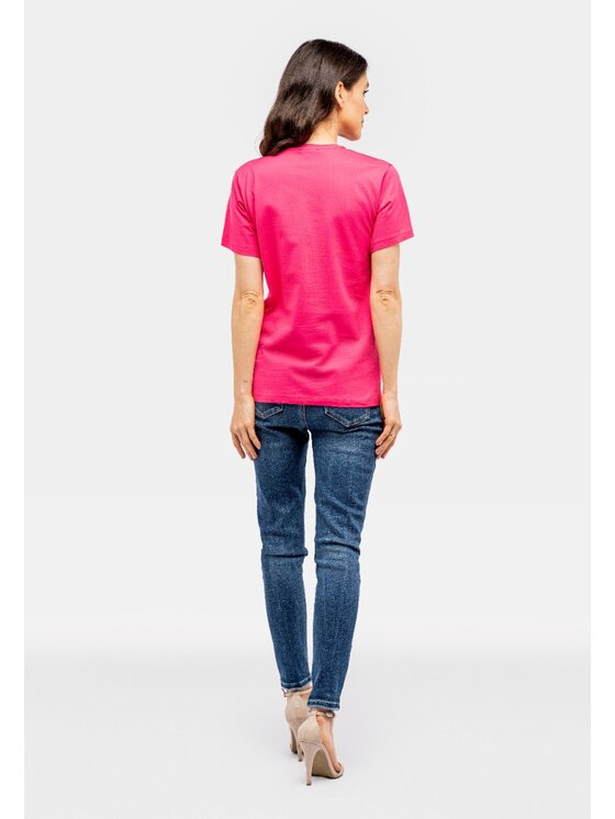 Perso Perso Tričko z naszyjnikiem z perłą Ružová Slim Fit