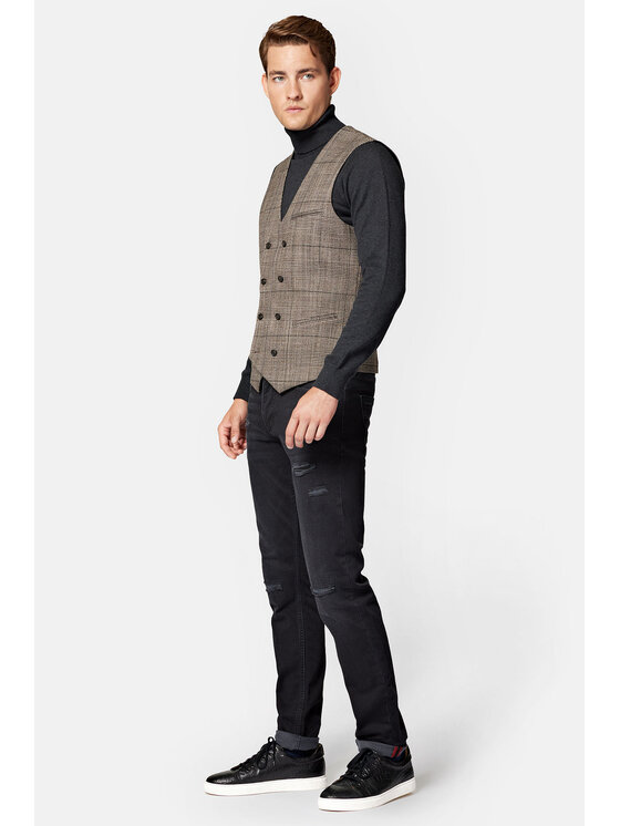 Lancerto Lancerto Kamizelka Cropton KA131223000015 Brązowy Slim Fit