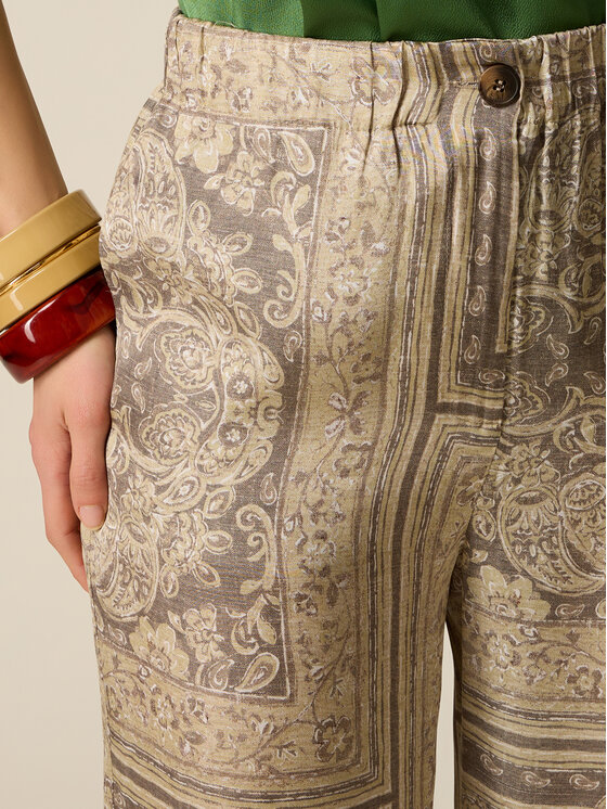 Oltre Oltre Pantaloni di tessuto P015J002472N0R2 Crema Baggy Fit