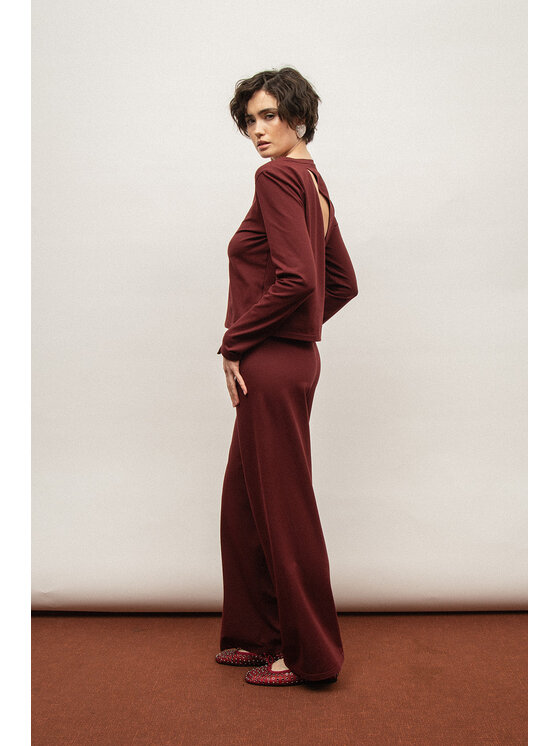 Nudyess Nudyess Pantaloni in maglia Salem Bordeaux Loose Fit