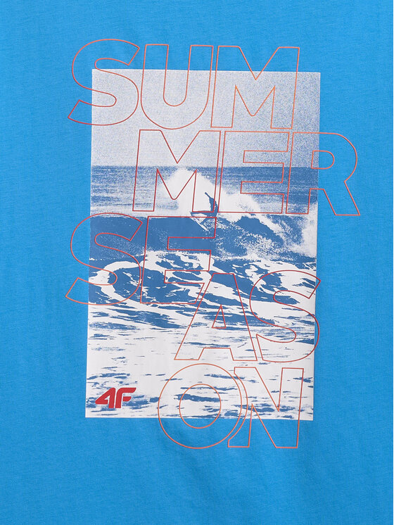 4F 4F T-Shirt BEACHWEAR Niebieski Regular Fit