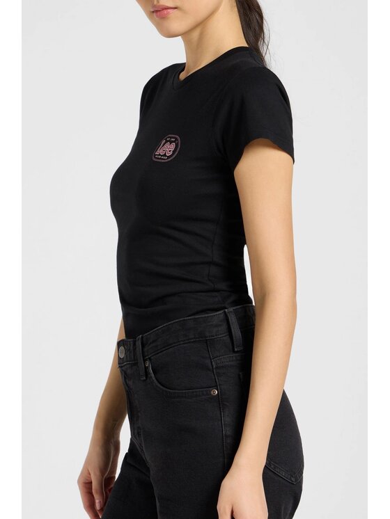 Lee Lee T-Shirt SLIM TEE Czarny Regular Fit