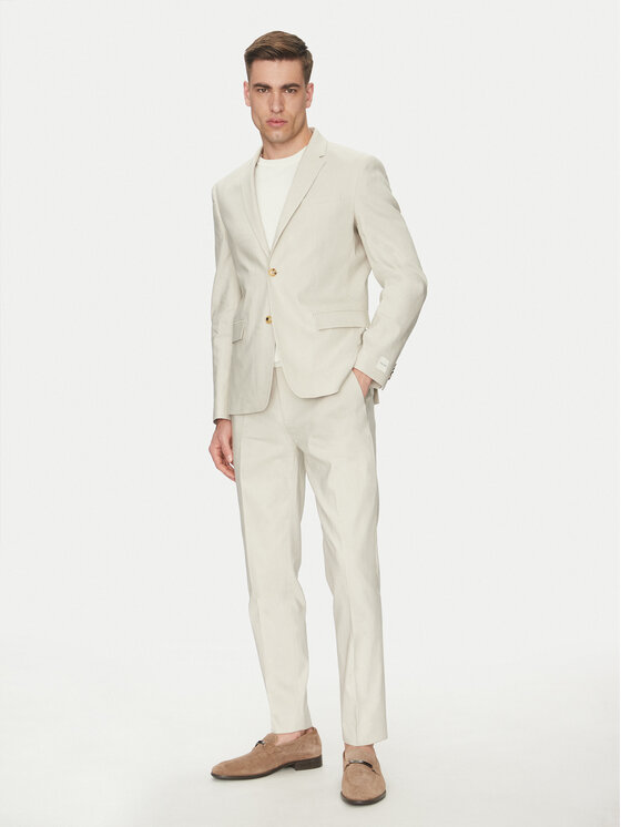 Calvin Klein Calvin Klein Kalhoty z materiálu K10K114400 Béžová Slim Fit