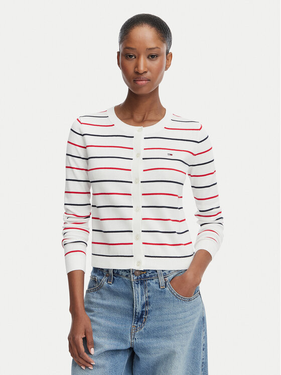 Tommy Jeans Cardigan DW0DW20976 Alb Regular Fit