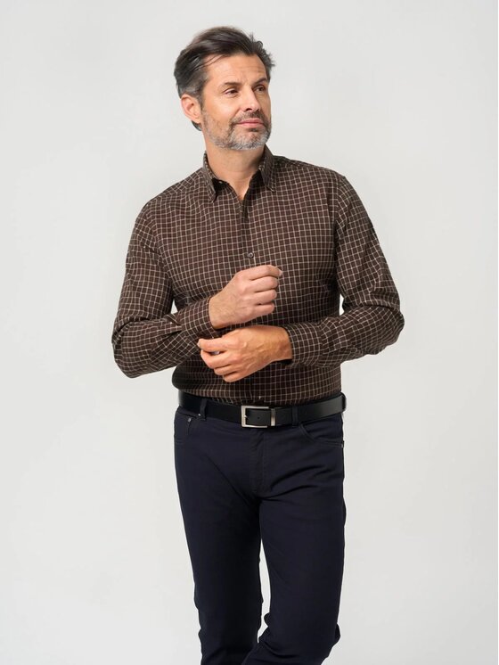 Willsoor Willsoor Koszula 43223sl Brązowy Slim Fit