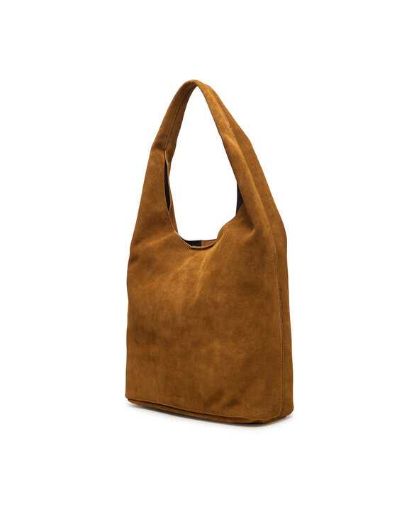 Calvin Klein Calvin Klein Rankinė Slouchy Suede Leather Medium Bag LV04F3597G Ruda