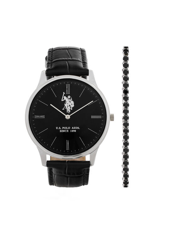 U.S. Polo Assn. Zestaw zegarek i bransoletka Jeremy USP6391TW Czarny