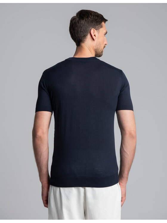 Borgio Borgio T-Shirt Telve Granatowy Slim Fit