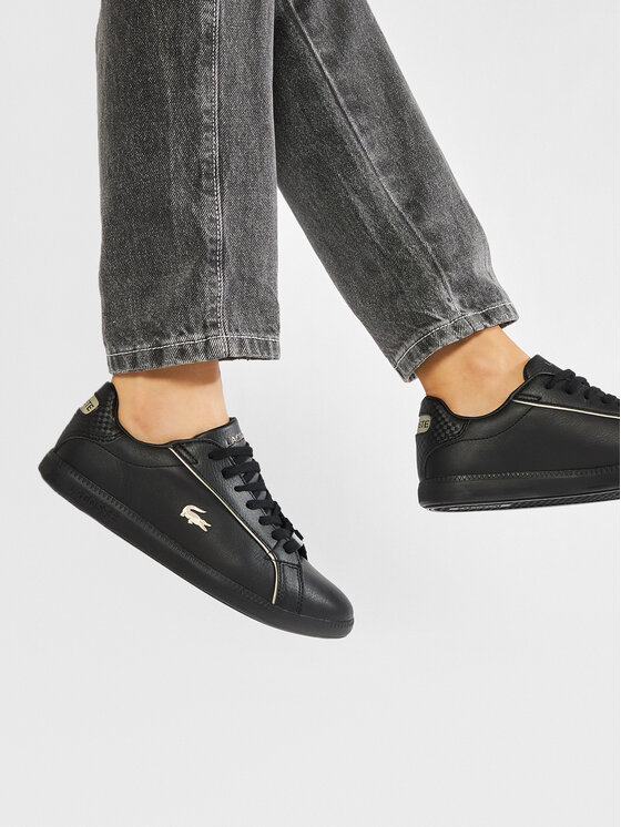 Chaussures De Sport, Sneakers Graduate femme en cuir avec détails  métallisés Noir • 02H