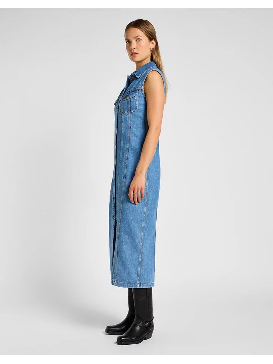 Lee Lee Sukienka jeansowa Long Slim Dress 112355119 Niebieski Slim Fit