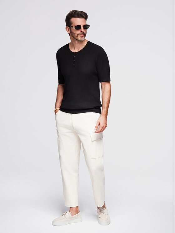 Ombre Ombre T-Shirt OM-TSCT-0254 Czarny Slim Fit