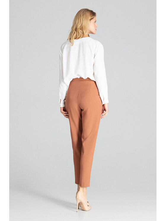 FIGL FIGL Spodnie damskie M676 Brązowy Regular Fit
