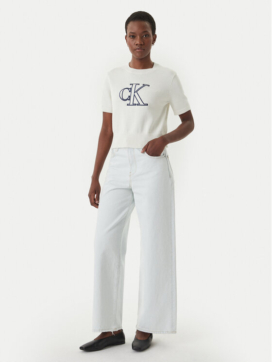 Calvin Klein Jeans Calvin Klein Jeans Sweter LV047F356G Écru Regular Fit