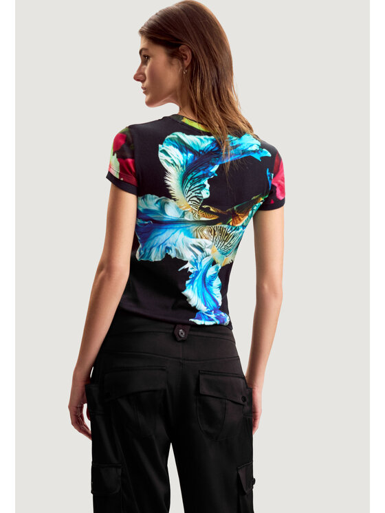Desigual Desigual T-Shirt TS_MULTIFLOWERS_LAC Blau Casual Fit