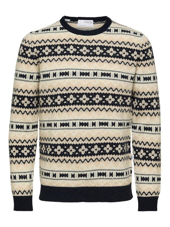 Selected Homme Selected Homme Sweter Faroe 16086654 Beżowy Relaxed Fit
