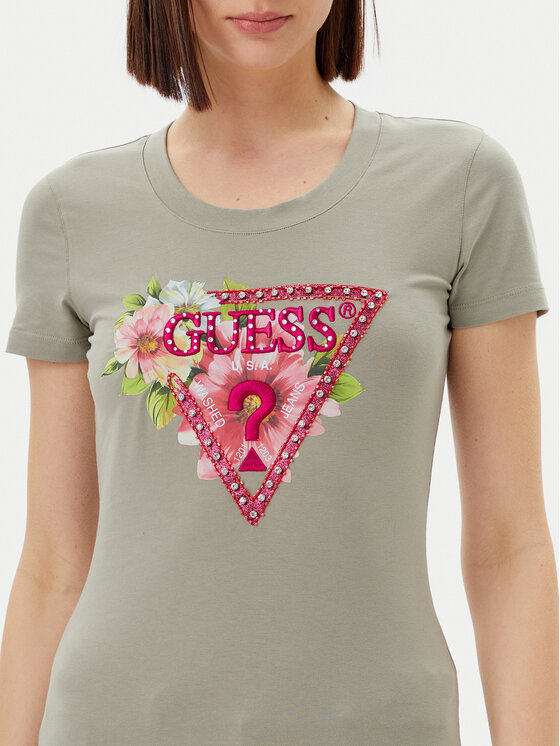 Guess Guess Tricou W5GI10 J1314 Verde Slim Fit