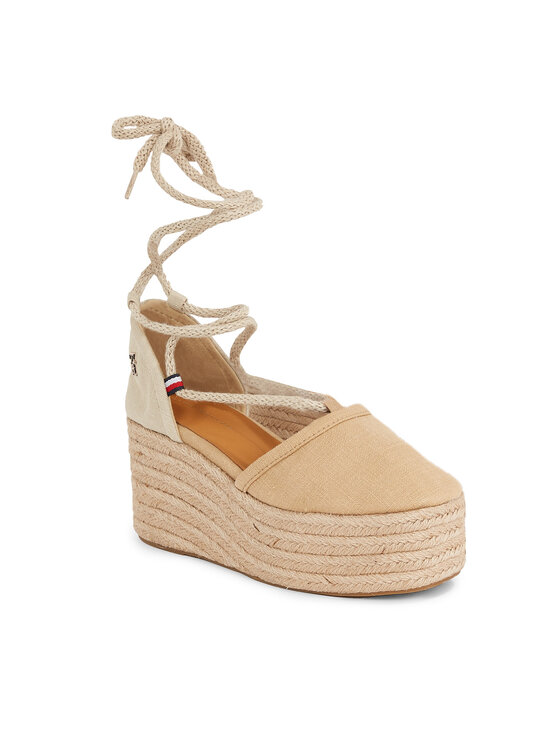 Tommy Hilfiger Tommy Hilfiger Espadrillid Closed Toe Linen Flatform FW0FW07746 Beež