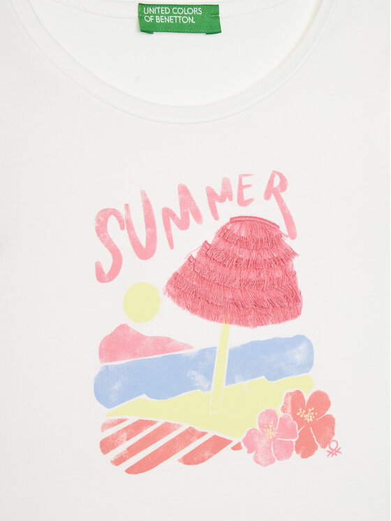 United Colors Of Benetton United Colors Of Benetton T-krekls 3I1XG10JK Balts Regular Fit