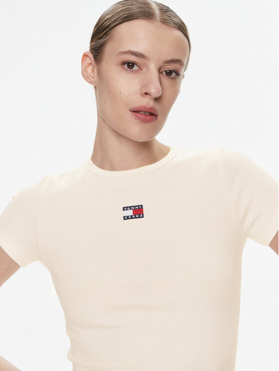 Tommy Jeans Tommy Jeans T-shirt Badge DW0DW17881 Bijela Slim Fit