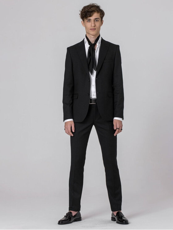 VILLARO VILLARO Marynarka MAR316 Czarny Slim Fit
