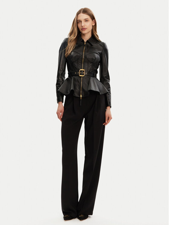 Elisabetta Franchi Elisabetta Franchi Шкіряна куртка GD-46Z-51E2-V1300 Чорний Regular Fit