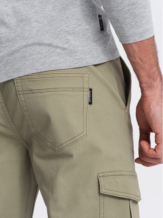 Ombre Ombre Joggers kalhoty OM-PAJO-0123 Khaki Regular Fit
