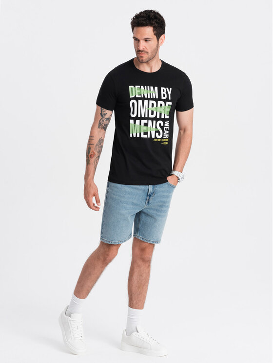 Ombre Ombre T-Shirt OM-TSPT-0193 Černá Regular Fit