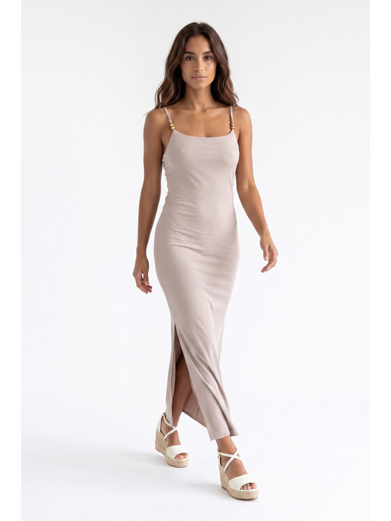 FIGL FIGL Sukienka letnia M1199 Beżowy Fitted Fit